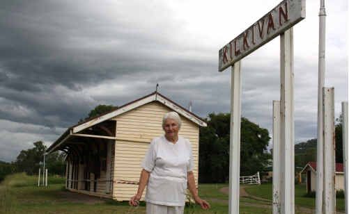 Local resident Dulcie Hewitt on the platform of the Kilkivan Railway station. She was hoping the building could be restored but the damage is too extensive. It has now been condemned.
Local resident Dulcie Hewitt on the platform of the Kilkivan Railway station. She was hoping the building could be restored but the damage is too extensive. It has now been condemned.
